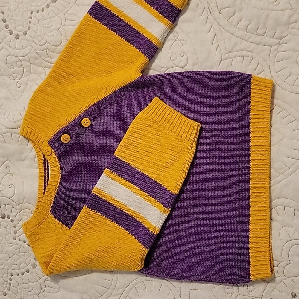 Purple and Gold Sweater with button detail